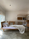 muji oak wooden bed w/ headboard (single)