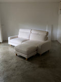 muji 3-seater feather pocket coil sofa with removable headrest & ottoman