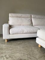 muji 3-seater feather pocket coil sofa with removable headrest & ottoman