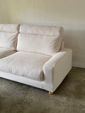 muji 3-seater feather pocket coil sofa with removable headrest & ottoman