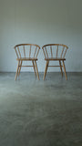 Muji Oak Rounded Leg Chair with Arms Set of 2