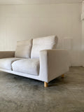 muji 2.5 seater high back feather pocket coil sofa (white)
