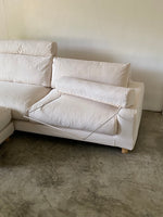 muji 3-seater feather pocket coil sofa with removable headrest & ottoman