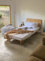 muji oak wooden bed w/ headboard (single)
