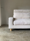 muji 3-seater feather pocket coil sofa with removable headrest & ottoman