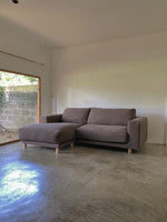 muji 3 seater pocket coil & feather l-shaped sofa
