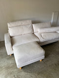 muji 3-seater feather pocket coil sofa with removable headrest & ottoman