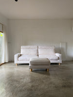 muji 3-seater feather pocket coil sofa with removable headrest & ottoman