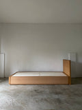 muji oak single storage bed
