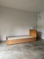 muji oak single storage bed