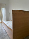 muji oak single storage bed