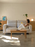 Muji 2.5 Seater High Back Feather Pocket Coil Sofa (Beige)